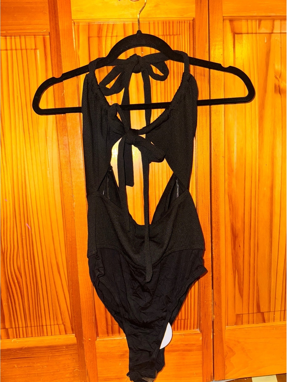 Black cutout tie-back bodysuit